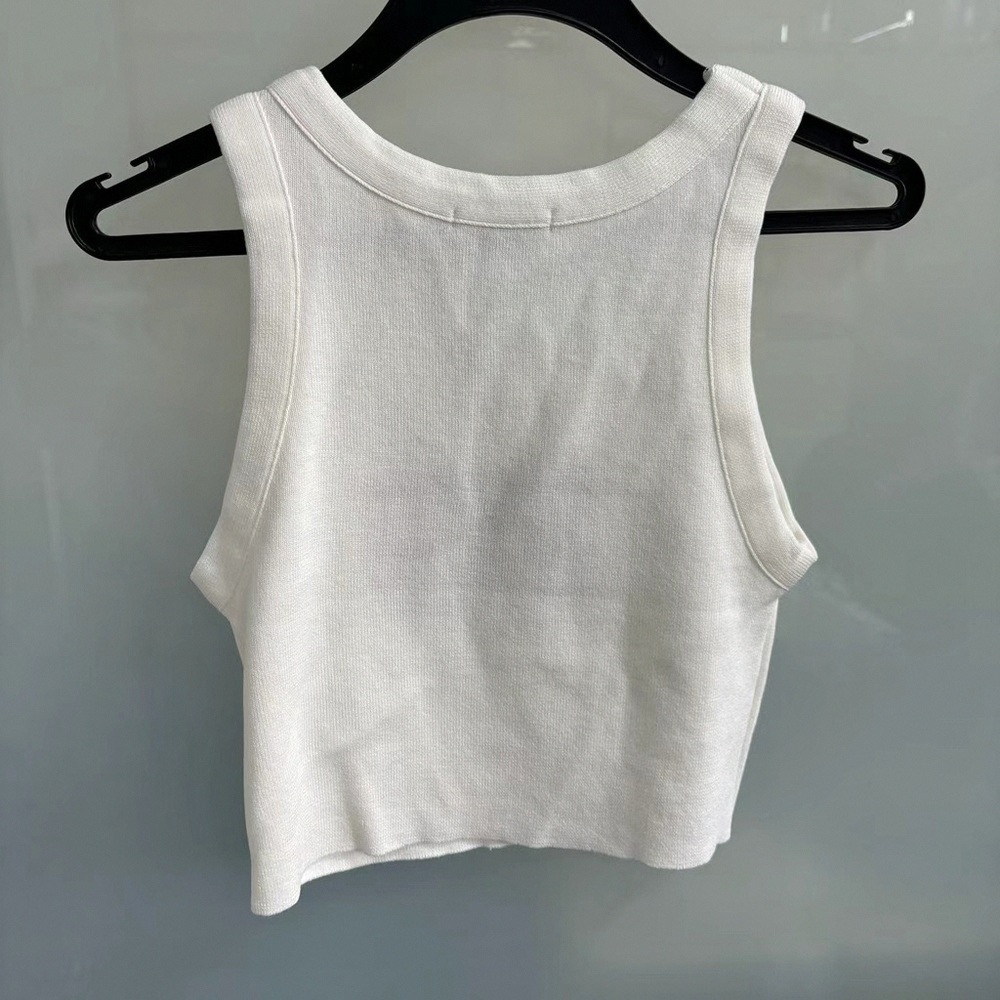 Miu Miu White Cropped Logo Tank Top - Picture 2 of 4